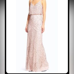 Adriana Papell formal beaded Blouson Gown pink size 6